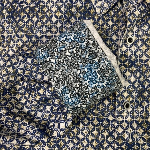 Robert Graham Shirt Men's XL Classic Fit Blue Brown White Button Down Geometric - Picture 6 of 14